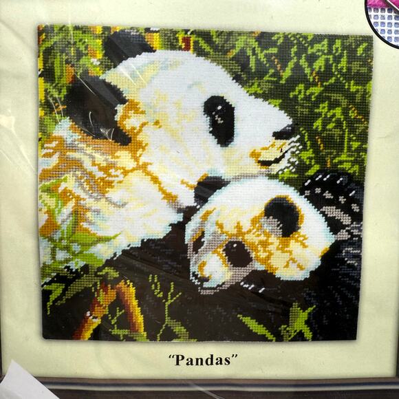 Pandas and Bamboo Needlepoint Kit 10x10 Design Works Made in USA Embroidery - Picture 2 of 6